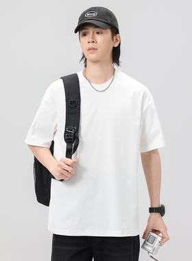 PKL 夏季纯色短袖男T恤宽松大码美式休闲简约圆领上衣半袖体恤衫