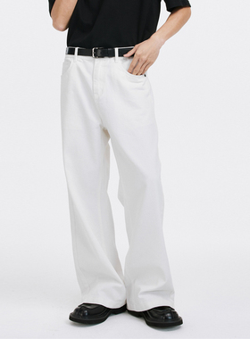 PKL日系简约春夏通勤百搭款休闲裤纯色五袋款立体裁剪阔腿牛仔裤