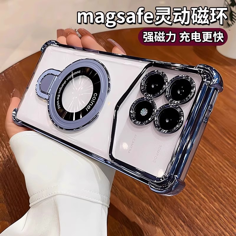 磁吸带支架适用红米k90promax冠军版手机壳新款镜头全包k80透明红米k70至尊版防摔小米k60高级k50软硅胶气囊