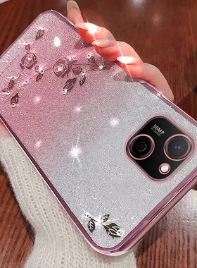 适用华为麦芒A20手机壳新款TYH632M保护A205G套A2O智选5G高级感软外壳硅胶奢华时尚全包防摔女渐变闪粉玫瑰花