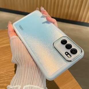 简约带镜头膜全包壳 reno6日韩个性 oppoReno6手机壳新款 磨砂边框超薄防摔reno6pro透明软硅胶套网红潮牌男女款