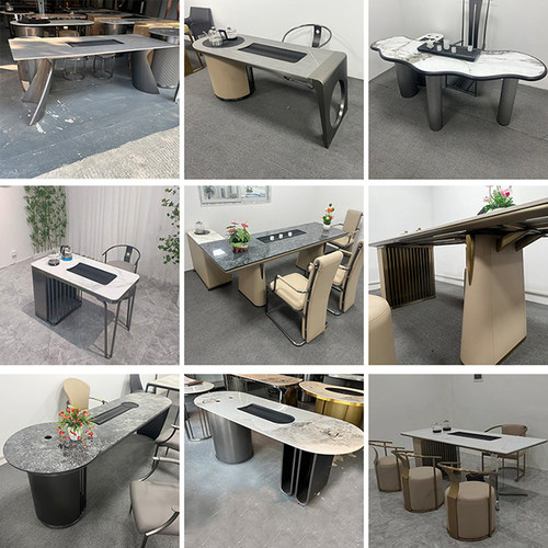 不锈钢桌腿餐桌桌脚泡茶桌架奢石茶台支架轻奢阳台小茶桌子腿底座