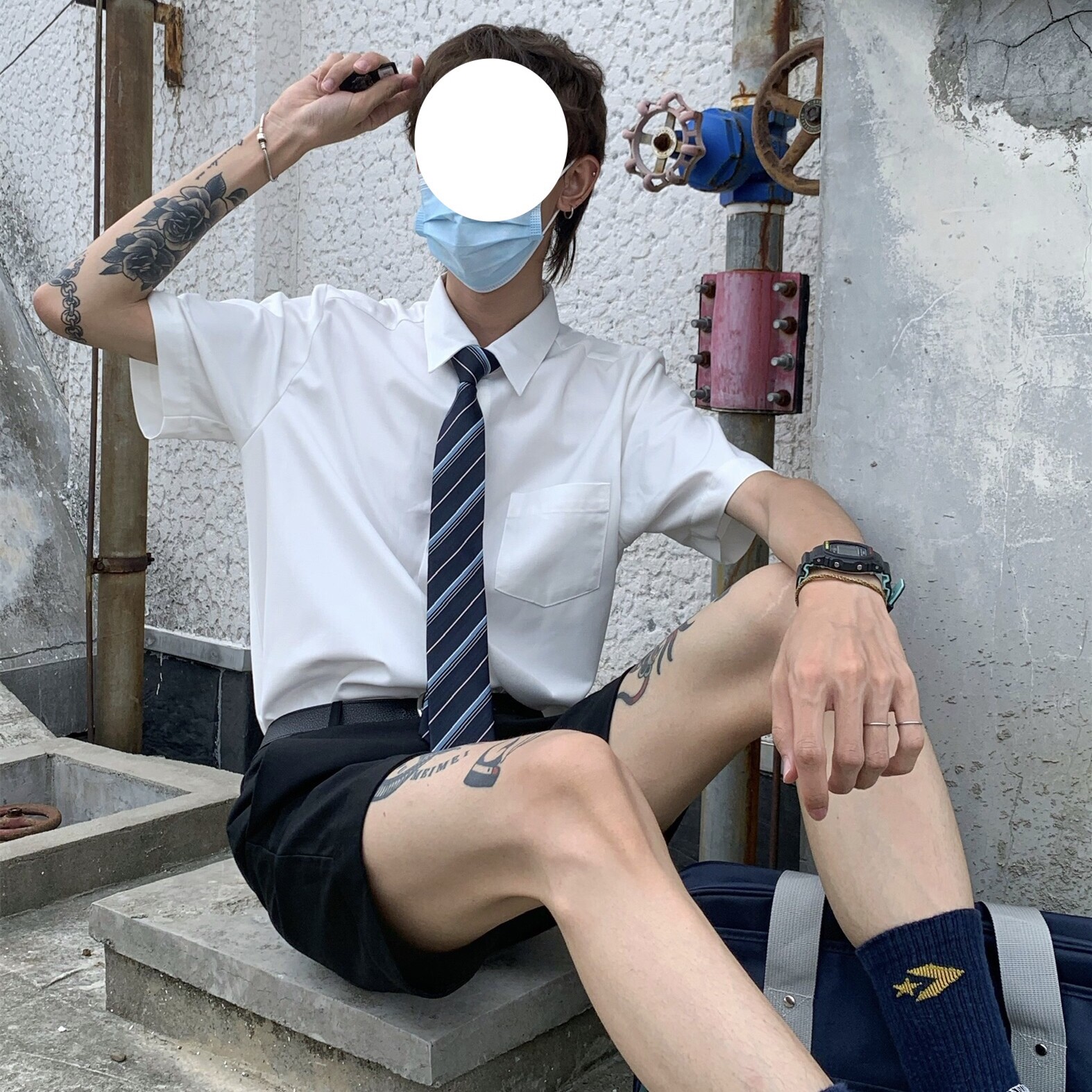 原创JKDK短袖男衬衫制服白衬衣日系学院风基础款尖领宽松班服校服
