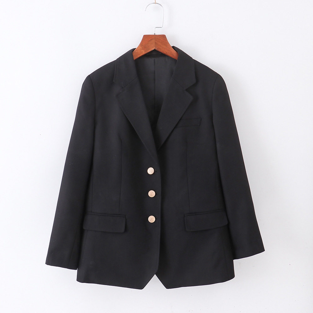 学院风制服西装外套黑色小西装jkdk日系校供男女班服宽松大码徽章