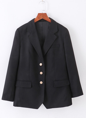 学院风制服西装外套黑色小西装jkdk日系校供男女班服宽松大码徽章