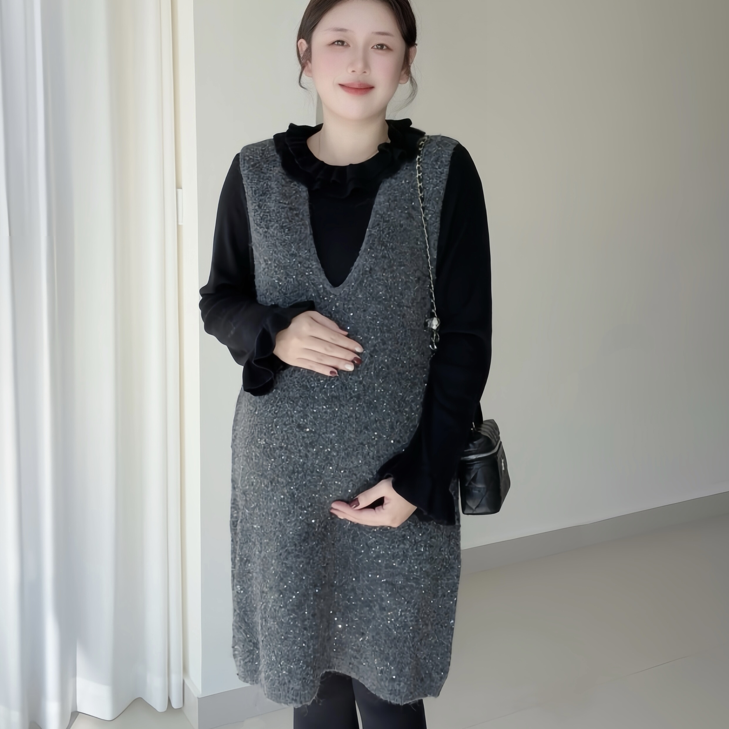 孕妇百搭打底衫背心裙套装