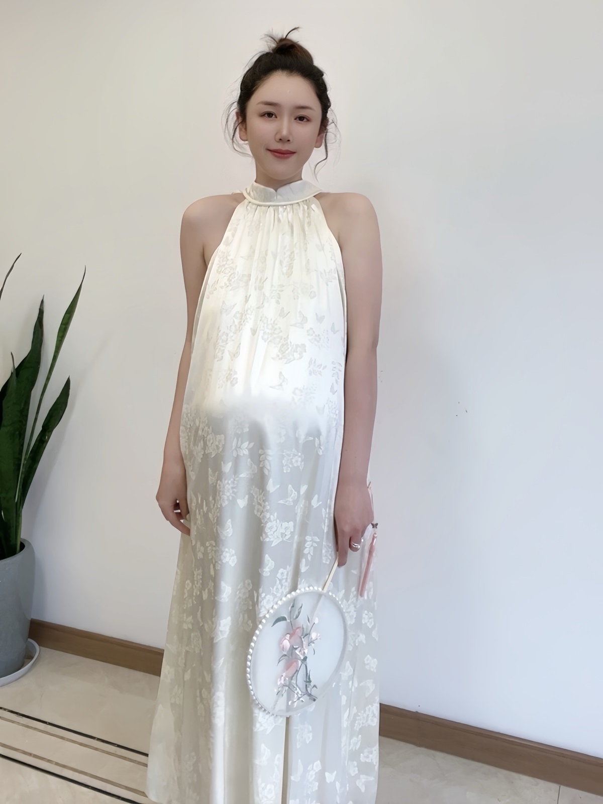 孕妇国风宽松挂脖连衣裙吊带裙