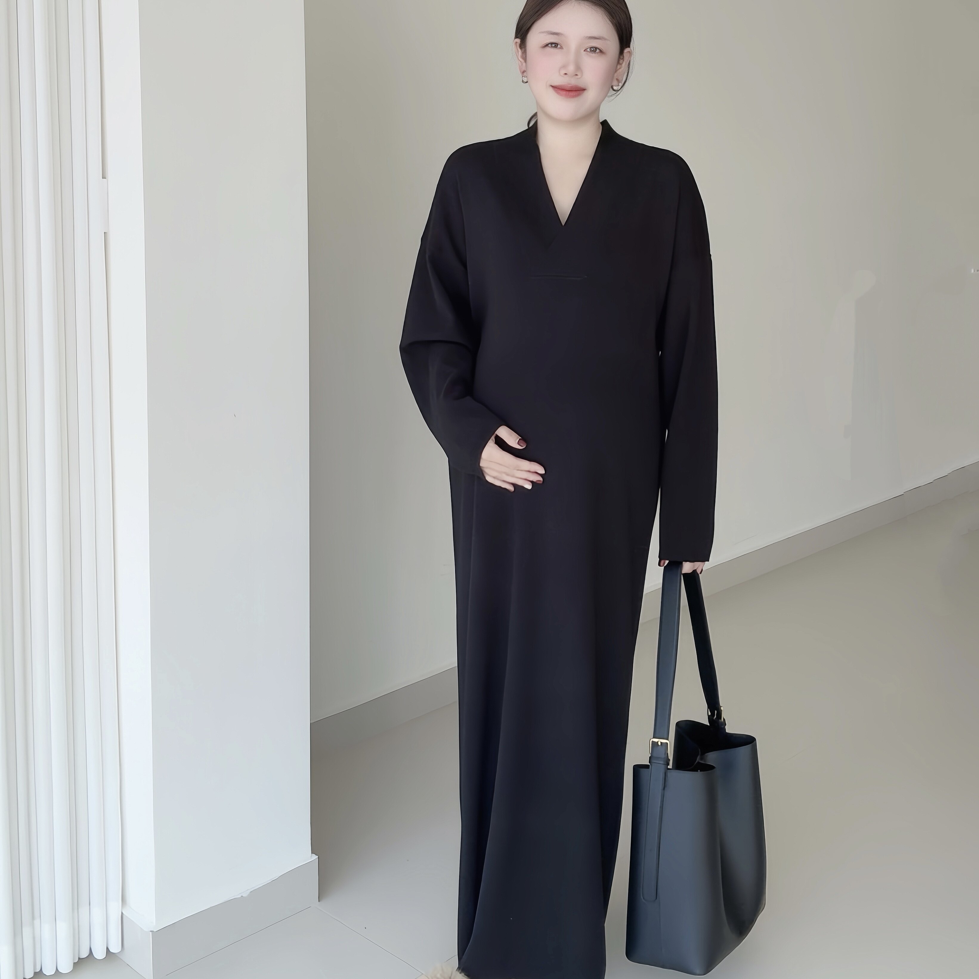 孕妇慵懒风宽松显瘦小黑裙