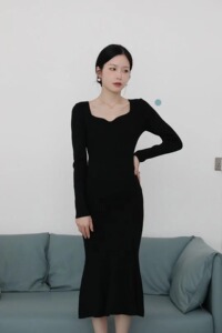 真孕妇实拍复古针织连衣裙