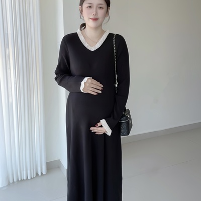 孕妇显瘦内搭珍珠针织裙