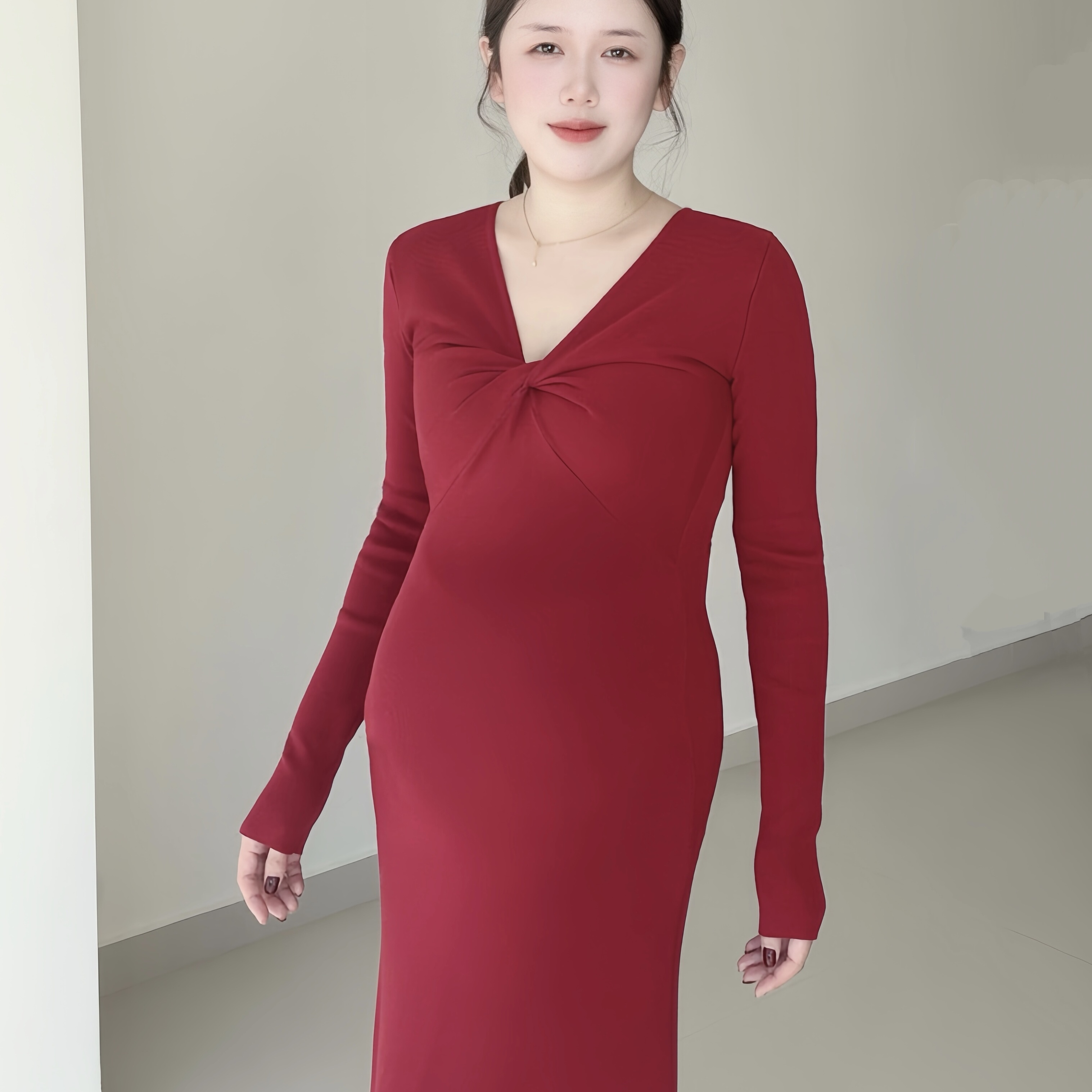 孕妇圣诞显瘦内搭长裙