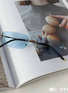 新款无边框痞帅拍照墨镜潮男女款