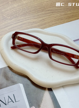 复古辣妹红色TR90近视可配度数眼镜框女素颜方圆脸显瘦装饰平光镜