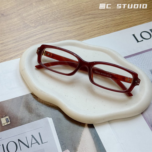 窄框TR复古红色眼镜架女可配近视