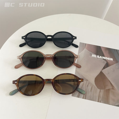 复古椭圆小框ins拍照墨镜带度数