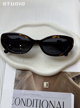 新款高级感椭圆猫眼太阳镜女个性时髦凹造型蝴蝶结防紫外线墨镜潮