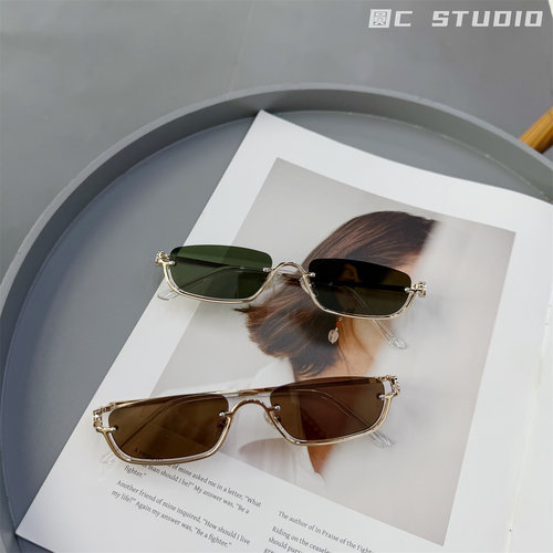 个性小众款时髦下半框墨镜女潮