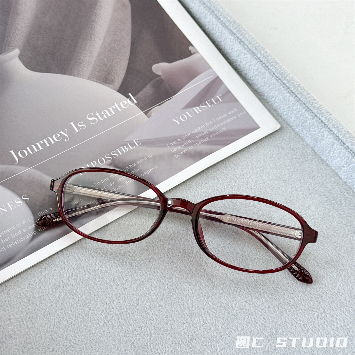 韩系复古红色近视眼镜女素颜显瘦