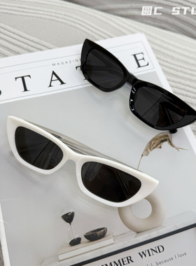 韩系复古白色猫眼墨镜圆脸配近视