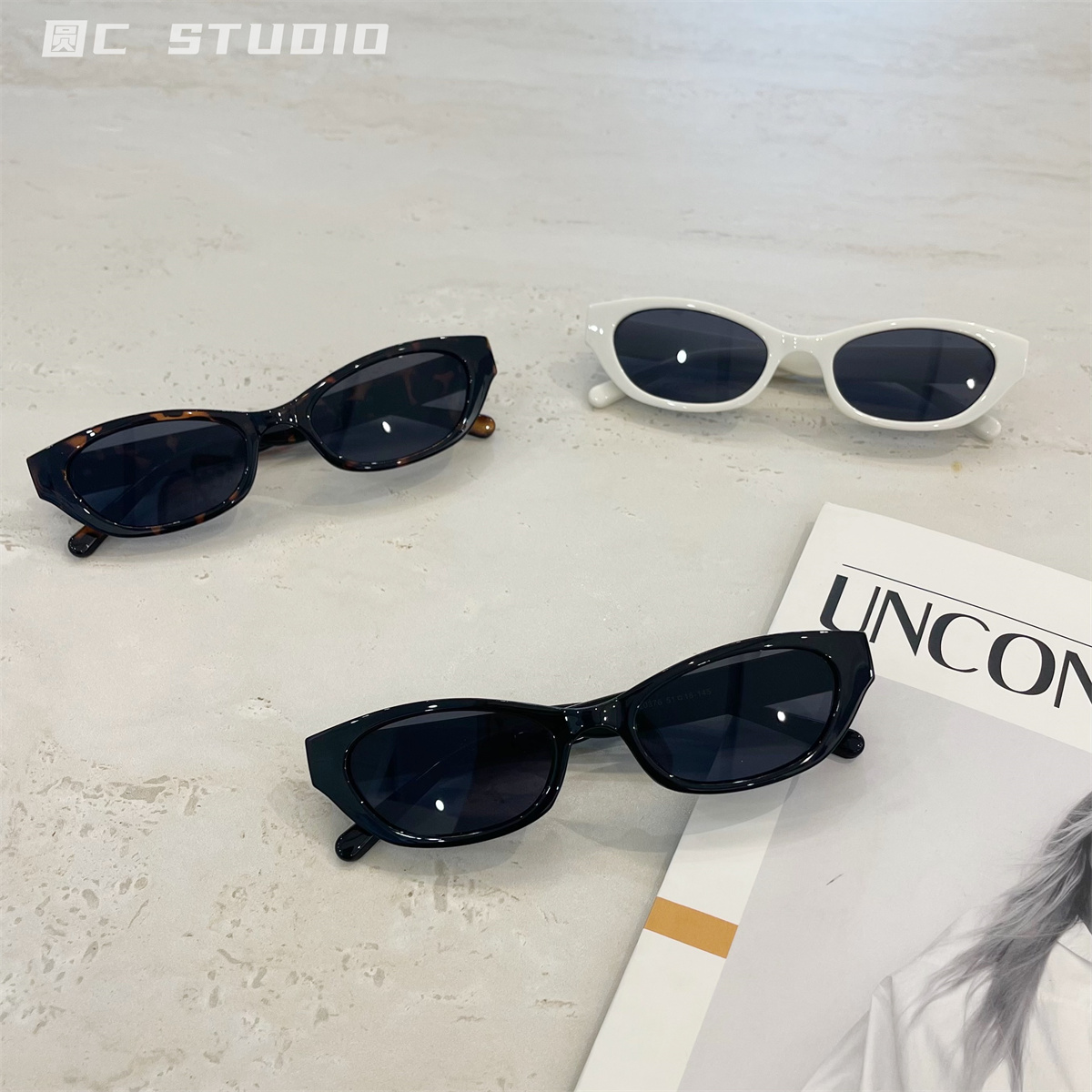 新款复古小框猫眼墨镜女韩版高级感小脸度假遮阳防紫外线太阳镜潮