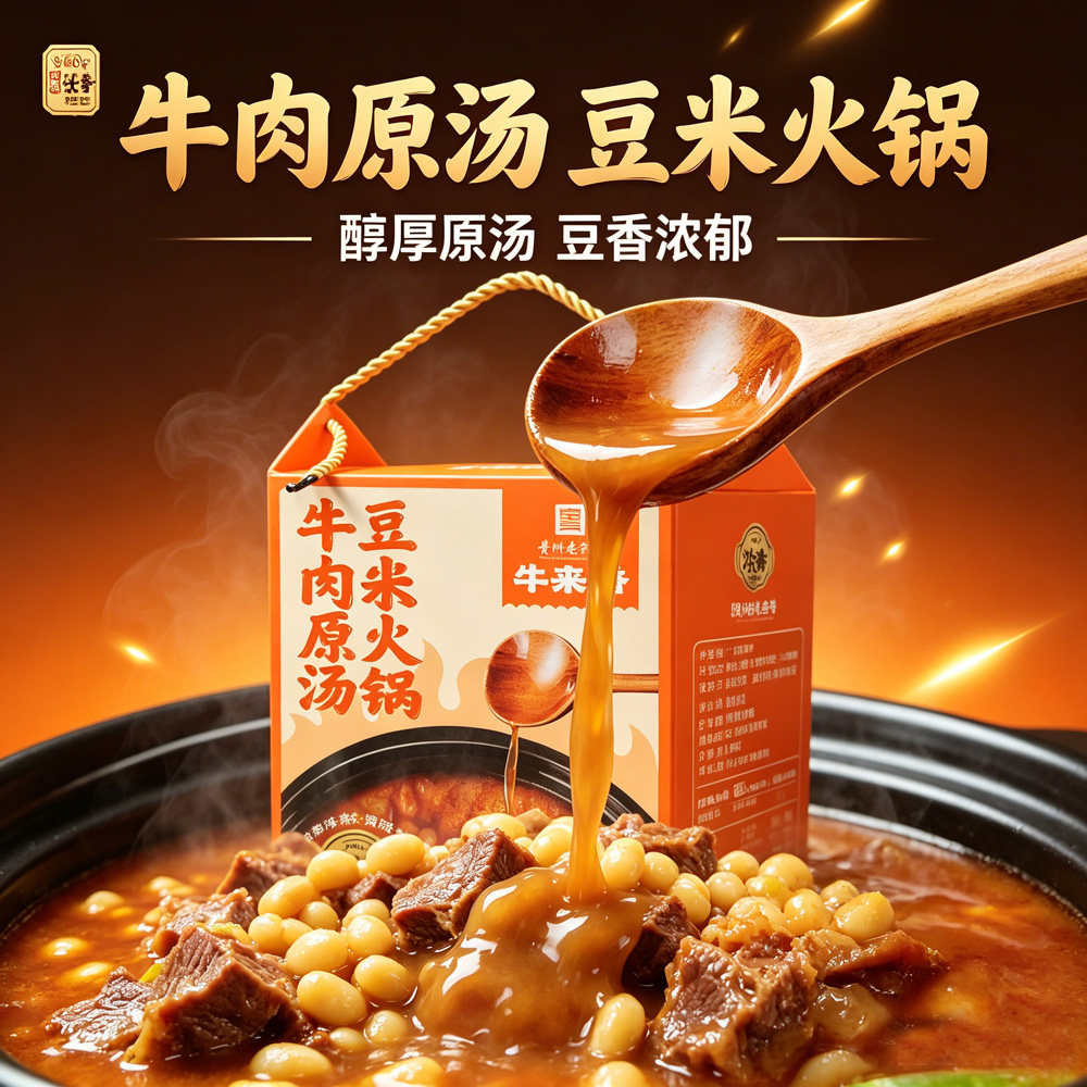 牛来香贵州豆米火锅风味汤底火锅底料调味料涮锅炖煮方便速食960g