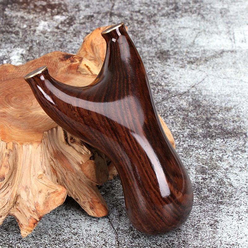 黑檀实木免绑木弹弓户外竞技高精度强力扁皮反曲飞虎成人木头弹工