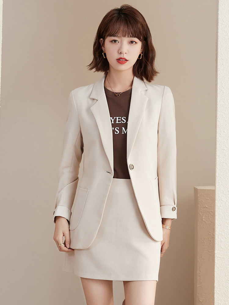 PINK TEMPERAMENT PROFESSIONAL SUIT A-LINE SKIRT SUIT FEMALE FORMAL WEAR TEACHER FRONT DESK RECEPTION WORKPLACE WORK CLOTHES AUTUMN