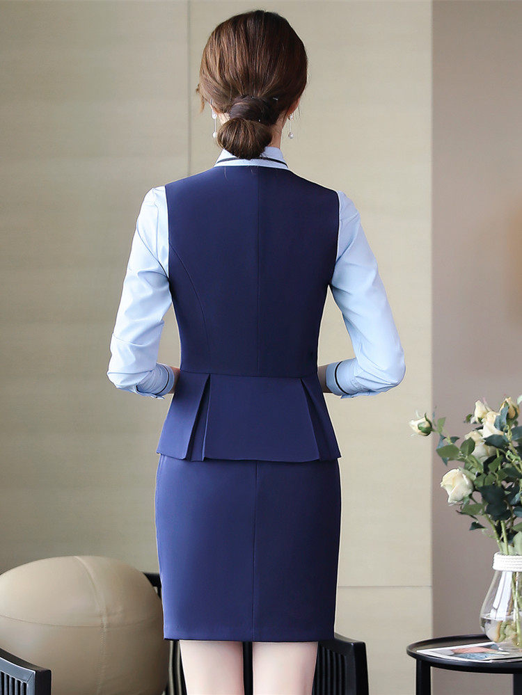 BLACK PROFESSIONAL VEST SHORT SKIRT SUIT WOMENS FORMAL WEAR HOTEL KTV RECEPTION  S HORSE CLIP OVERALLS AUTUMN