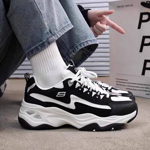 Skechers斯凯奇女鞋春夏季四代闪电休闲运动黑白熊猫老爹鞋149491