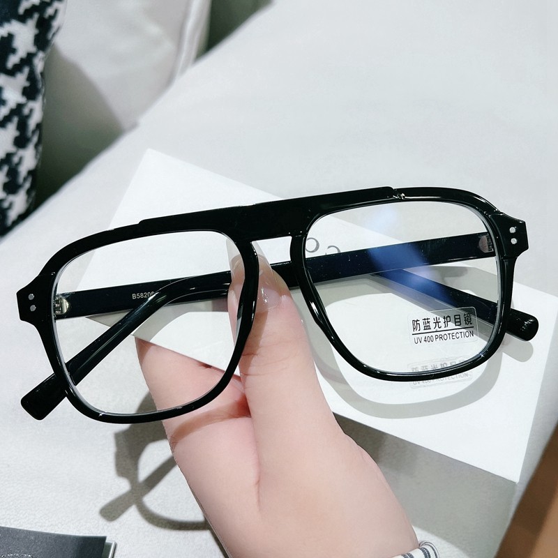 黑色复古大框素颜眼镜配近视度数