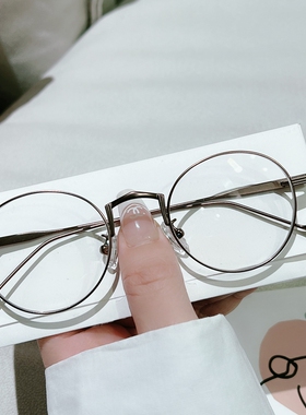 时尚GM同款金属小圆框眼镜男女可配近视防蓝光平光镜韩版潮眼睛架