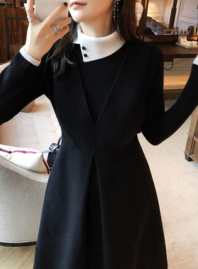 ZOW小辣椒法国小众连衣裙娃娃裙冬季名媛气质收腰显瘦Z18368