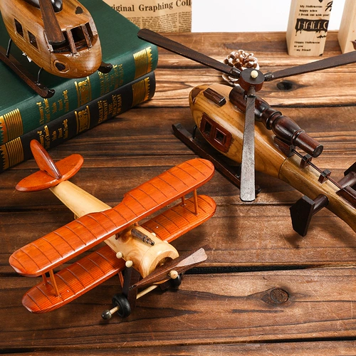Вертолет, ретро модель, деревянная настольная игрушка, деревянный самолет