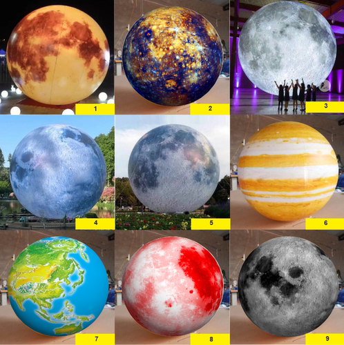 充气宇航员气模卡通人太空主题梦幻灯光节发光月球星球航天美陈