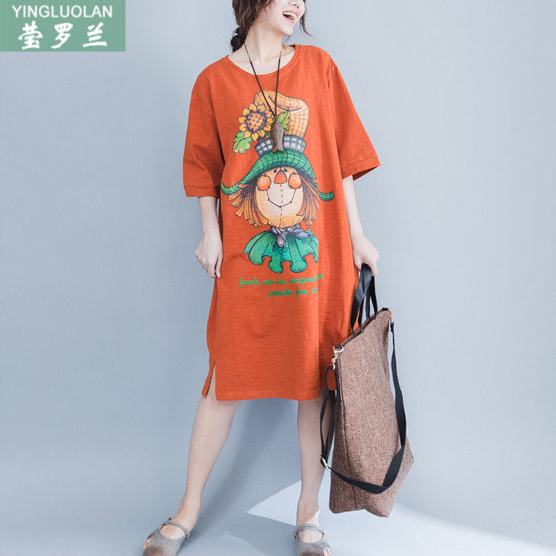 胖人特大碼女裝夏裝200斤胖mm文藝範寬松印花中長款短袖t恤連衣裙在類目 女裝/女士精品, 大碼女裝中 - 來自Buy2taobao.com提供專業的淘寶代購服務