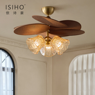 依诗豪 主卧藤编餐厅吊灯侘寂风设计师房间餐桌吸顶灯 中古卧室灯