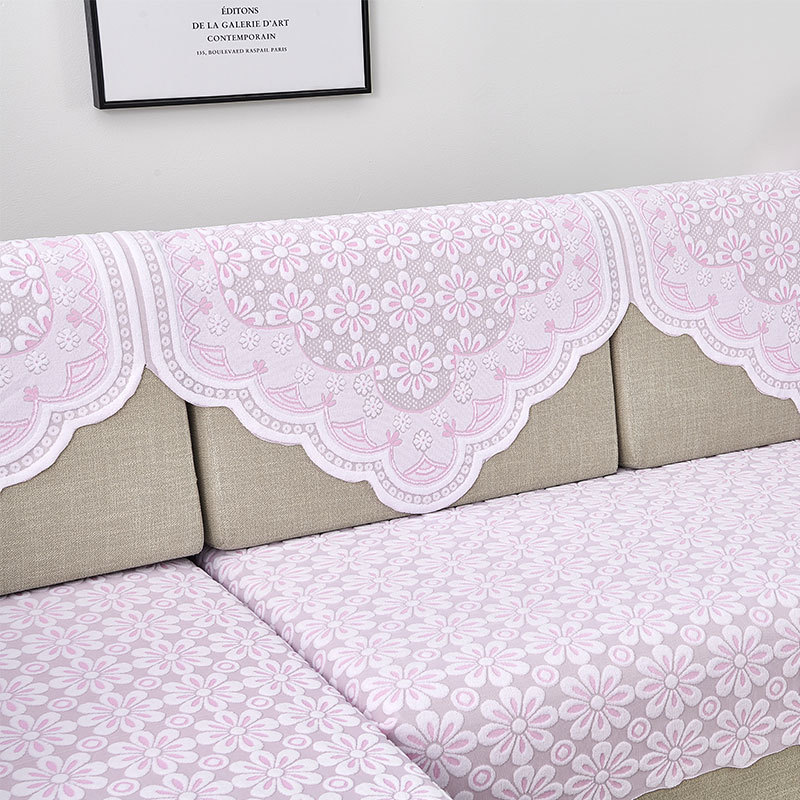 加厚蕾丝沙发巾防滑全包镂空连体三角靠背扶手沙发坐垫盖布巾套罩