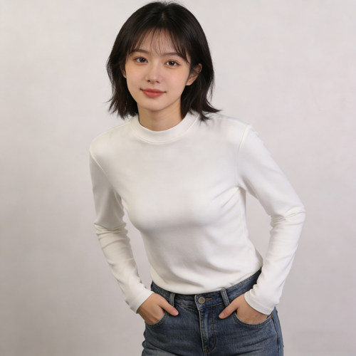 莫代尔人棉超好看打底衫女秋冬磨毛保暖立领内搭2026新款长袖T恤