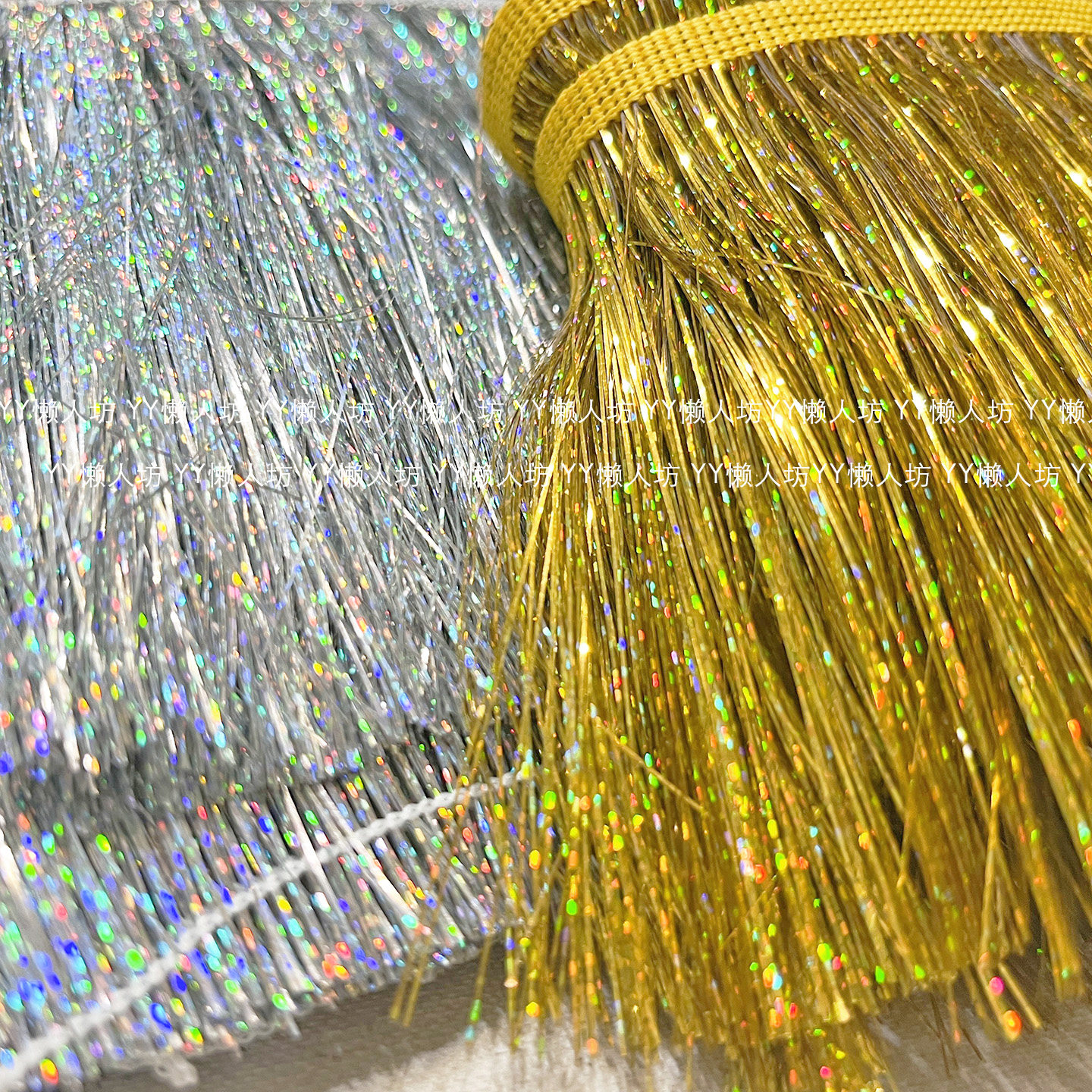 20cm镭射金银色金银闪丝流苏