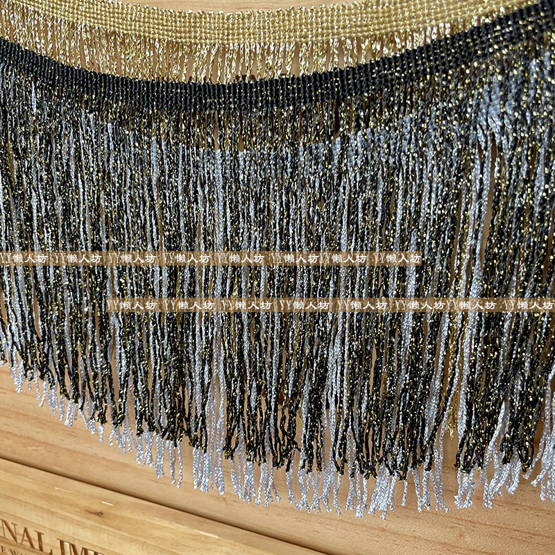 15/30cm黑金银驼闪闪夹金丝流苏