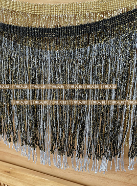 15/20/30cm宽 金银黑白夜店风花边辅料舞台服装锦旗装饰流苏排须