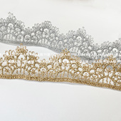 2.1cm宽水溶金银丝花边三角皇冠形状软蕾丝洛丽塔风格 服装 镶边