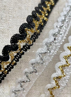 5米价1CM 黑金白金银白色单边波浪花边精致小香风DIY手作娃衣装饰