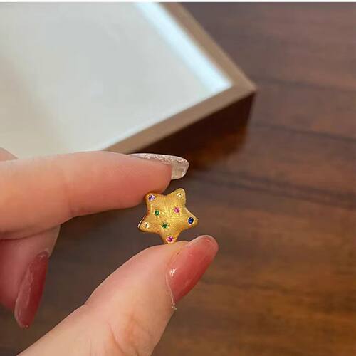 999黄金多彩星星足金转运珠手链男女五角星串珠幸运星硬金路路通