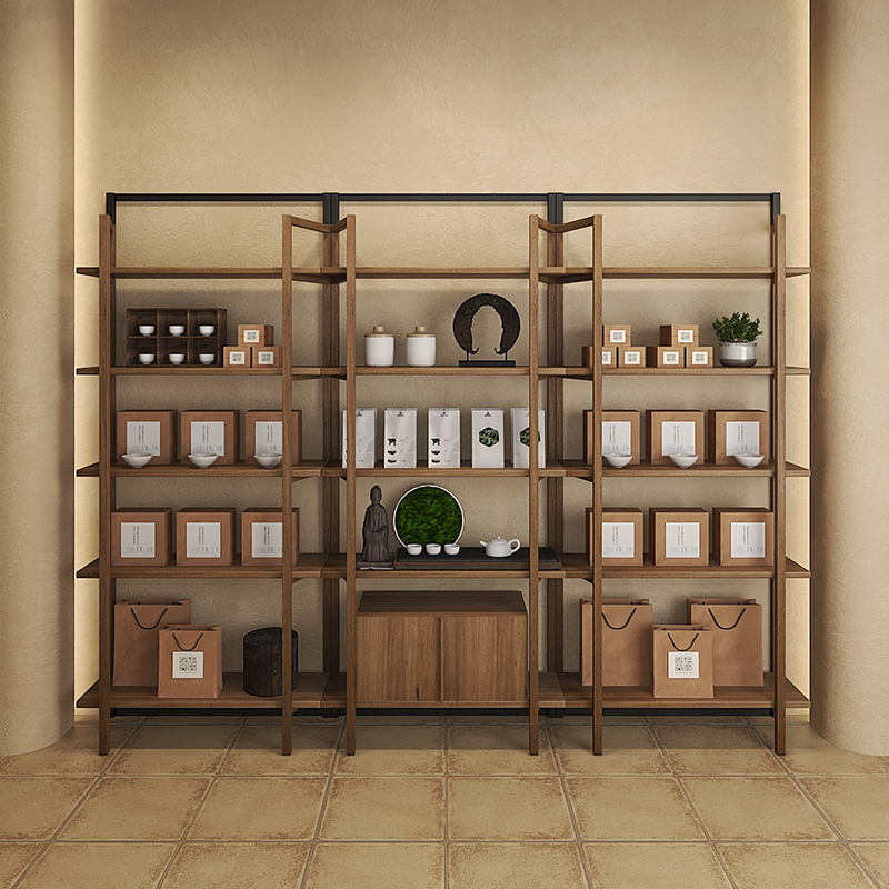 众匠坊茶叶店产品陈列架茶具展示架货架靠墙茶叶展示柜定制包邮