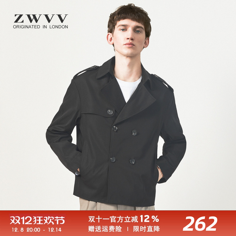 ZWVV秋季新款风衣男中长款英伦风休闲潮流帅气短款简约韩版男外套