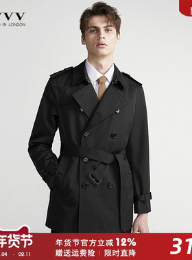 春装新品高级感战壕风衣男中长款修身青年短款休闲男士防风潮外套