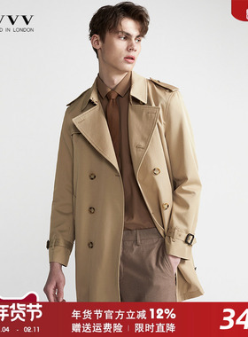 2024男士风衣春秋季新款TrenchCoat中长款战壕英伦翻领青年潮外套