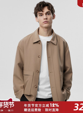 秋季新款高级感设计夹克男外套休闲单排扣风衣23秋季韩版潮流茄克