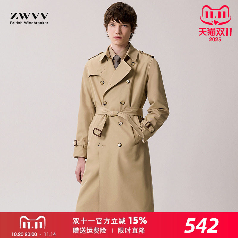 防泼水Trench coat 春秋男士风衣2025新品长款过膝战壕英伦潮外套